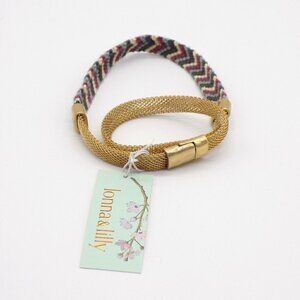 Lonna & Lilly Double Wrap Bracelet Magnetic Clasp Gold-Tone Multi-Color Pattern